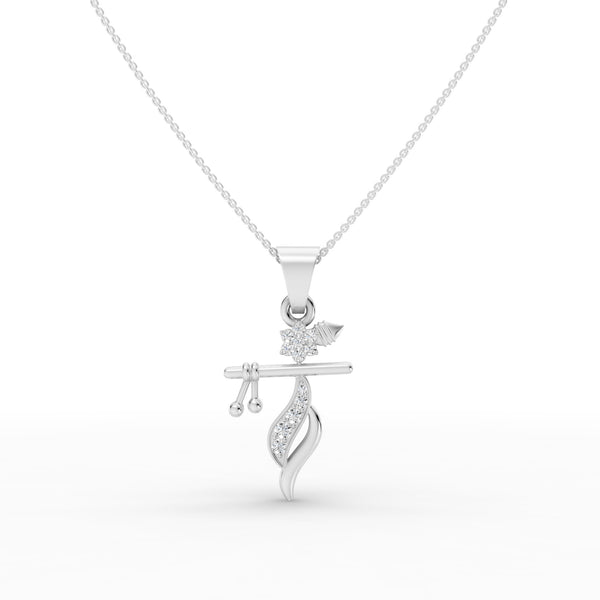925 Sterling Silver Moissanite Krishna Flute Pendant