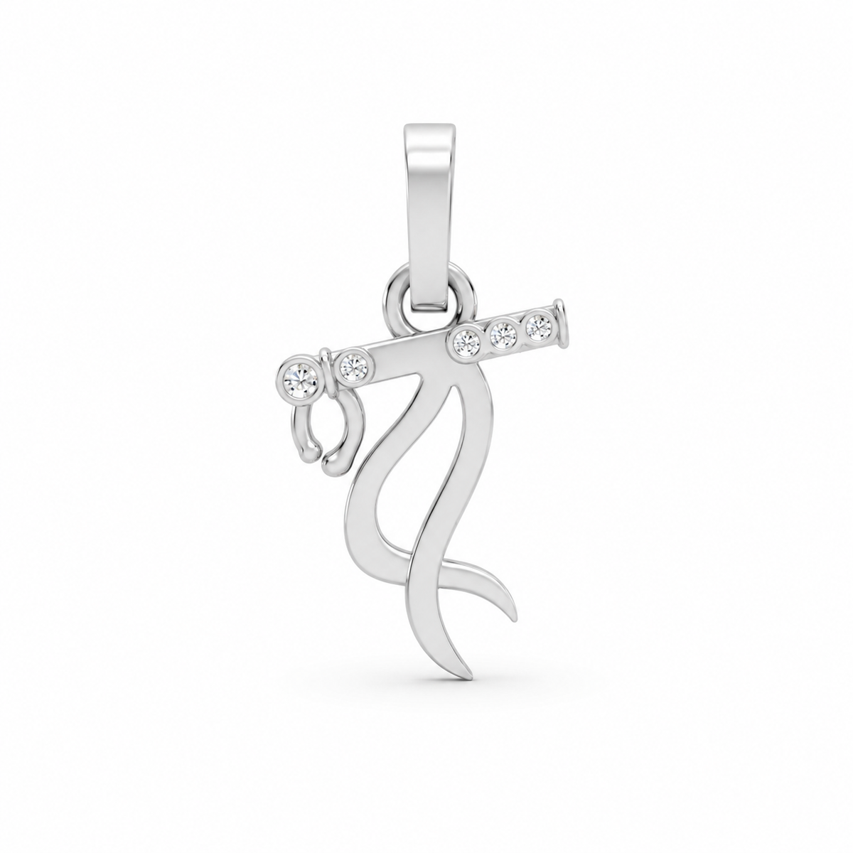 925 Sterling Silver Moissanite Flute Pendant