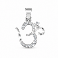 925 Sterling Silver Moissanite Om Pendant | Spiritual Jewellery for Men & Women thumbnail 3