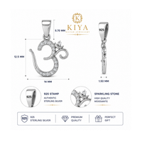 925 Sterling Silver Moissanite Om Pendant | Spiritual Jewellery for Men & Women thumbnail 5