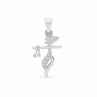 925 Sterling Silver Moissanite Krishna Flute Pendant thumbnail 7