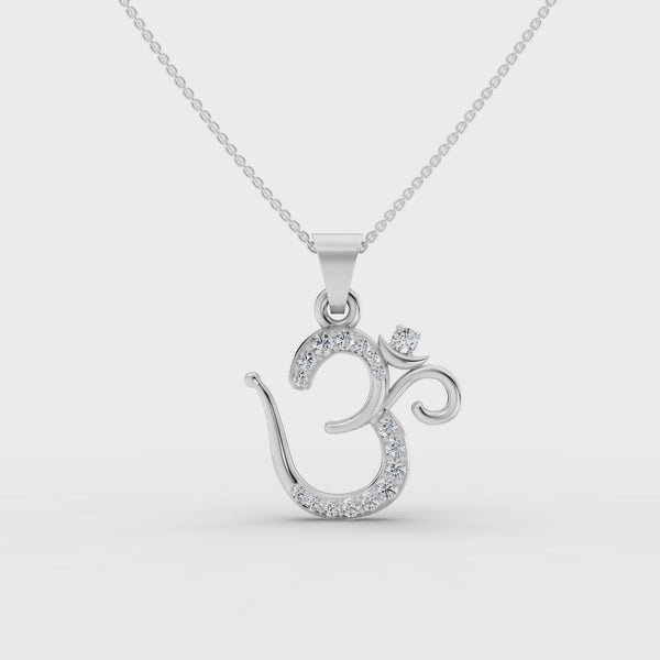 925 Sterling Silver Moissanite Om Pendant | Spiritual Jewellery for Men & Women